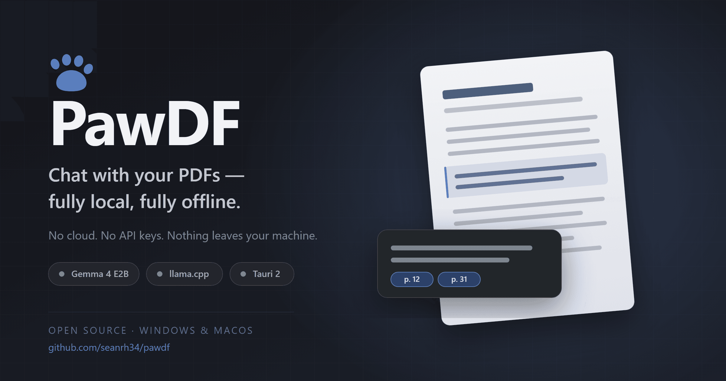 PawDF: I Built an Offline, Local-First Alternative to NotebookLM for Chatting With PDFs